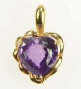 14K Yellow Gold Heart Amethyst Love Symbol Statement Pendant