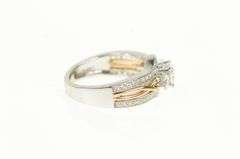 10K White Gold Three Stone CZ Travel Engagement Bridal Ring