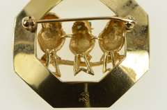 14K Yellow Gold Three Little Birds Retro Pearl Vintage Pin/Brooch