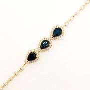 Sublime 18kt Yellow Gold Bracelet With Teardrop Sapphires and Round Cut Diamonds