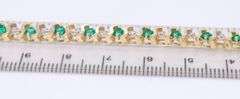 Wonderful Synthetic Emerald and Diamond S Link Bracelet in Yellow Gold