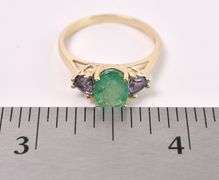 Alluring Emerald And Amethyst Ring In Yellow Gold