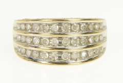 10K Yellow Gold 0.50 Ctw Tiered Row Diamond Statement Band Ring
