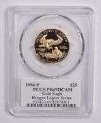 PR69DCAM 1990-P $25 American Gold Eagle 1/2 Oz Gold Signed Reagan PCGS