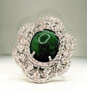 7.0+ Carat Emerald and White Sapphire Sterling Sliver Ring. Gorgeous!