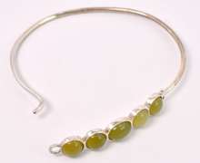 Yellow Stone Hook Bangle Bracelet In Sterling Silver