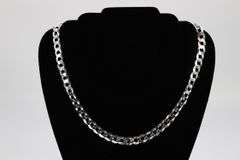 Men's 11.5mm Solid .925 Sterling Silver Flat Curb Chain Link Italy Necklace 22"