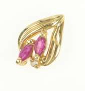 10K Yellow Gold Marquise Ruby Cluster Tear Drop Classic Pendant