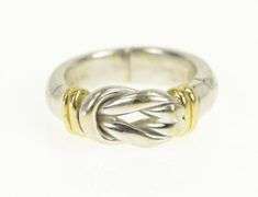 14K White Gold Hamilton Knot Two Tone Classic Vintage Ring