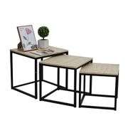 3Pcs/Set Modern Square Coffee Table Wooden Top Nesting