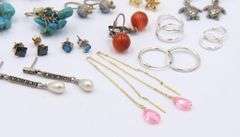 Group Lot of Vintage 925 Sterling Silver Earrings