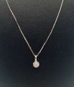 Minimalist 18kt White Gold Necklace With Round Cluster Diamond Pendant