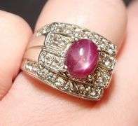 Star Ruby with Diamond white Topaz ring