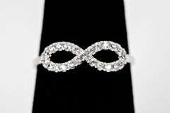 10k White Gold White CZ Infinity Symbol Ring Size 7
