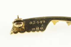 10K Yellow Gold Alpha Xi Delta Seed Pearl Diamond Bar Pin/Brooch