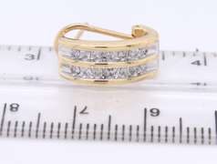 Gorgeous Yellow Gold Two Row Diamond Huggie Earrings