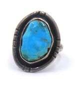 Vintage Sterling Silver Turquoise Cuff Bracelet and Turquoise Ring