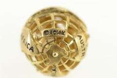 14K Yellow Gold 3D Ornate Hollow Globe World Map Travel Charm/Pendant