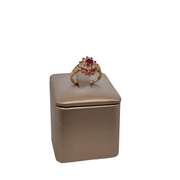 14KT SOLID GOLD, RUBY, & DIAMOND COCKTAIL RING