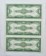 (3) 1923 $1 US Silver Certificate Consec. S/N Blue Seal Horse Blanket