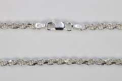 Sterling Silver Diamond-Cut Rope Chain 3mm Solid 925 Italy New Bracelet 9"