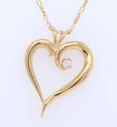 Fabulous Yellow Gold Heart Shaped Pendant on Chain