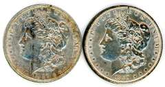 Two Different Morgan Silver Dollars: 1887 & 1889