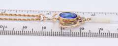 Antique Edwardian Synthetic Blue Sapphire and Pearl Pendant on Chain