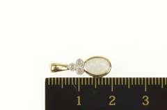 10K Yellow Gold Opal Diamond Cluster Accent Ruby Statement Pendant