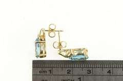 14K Yellow Gold Blue Topaz Diamond Accent Classic Stud Earrings