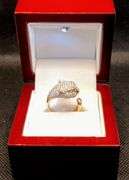 WOMEN'S 14K PAVE DIAMOND PANTHER RING WITH 1.15 CT OF NATURAL DIAMOND AND 2 EMERALDS 0.04CT