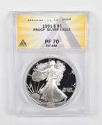 PF70 DCAM 1991-S American Silver Eagle - Graded ANACS