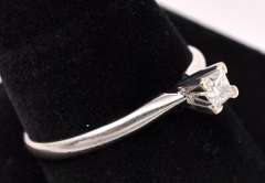 Solitaire Diamond Ring In 14K White Gold