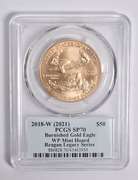 SP70 2018-W (2021) $50 American Burnished Gold Eagle 1oz WP Sign PCGS