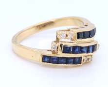 Charming Yellow Gold Square Cut Channel Set and Diamond Ring