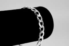 Men's 7.9mm Solid .925 Sterling Silver Flat Curb Chain Link Italy Bracelet 7" inch