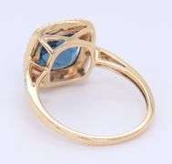 Amazing Yellow Gold Blue Topaz and Diamond Cocktail Ring