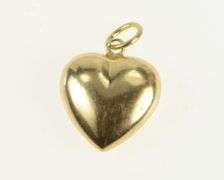 14K Yellow Gold Puffy Vintage Classic Heart Love Symbol Charm/Pendant