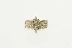 10K Yellow Gold Ctw Oval Diamond Cluster Vintage Statement Ring
