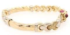 Valentino Ruby Cabochon Fancy Link Bracelet in 18K