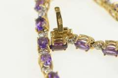 14K Yellow Gold Oval Amethyst Diamond Accent Vintage Tennis Bracelet