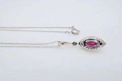 Stunning Marquise Ruby & Diamond Halo Necklace