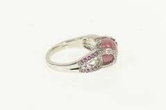 14K White Gold Rhodochrosite Diamond Sapphire Statement Ring