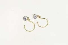 14K Yellow Gold Round Sim. Tanzanite Solitaire Dangle Hoop Earrings
