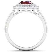 Solid 14 Kt White Gold Ruby Diamond Ring