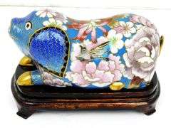 Wonderful Vintage Chinese Cloisonne Pig w/Stand