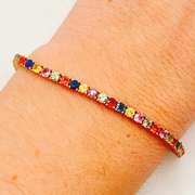 STUNNING 18KT SOLID YELLOW GOLD 8.0 CARAT RAINBOW SAPPHIRE BRACELET