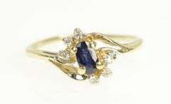 14K Yellow Gold Sapphire Diamond Accent Bypass Statement Ring