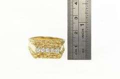 14K Yellow Gold 0.50 Ctw 1960's Diamond Squared Nugget Men's Ring
