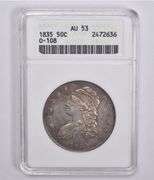 AU53 1835 Capped Bust Half Dollar O-108 ANACS